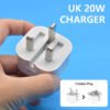 Foldable PD20W UK Charger for Apple iPhone Fast Charging