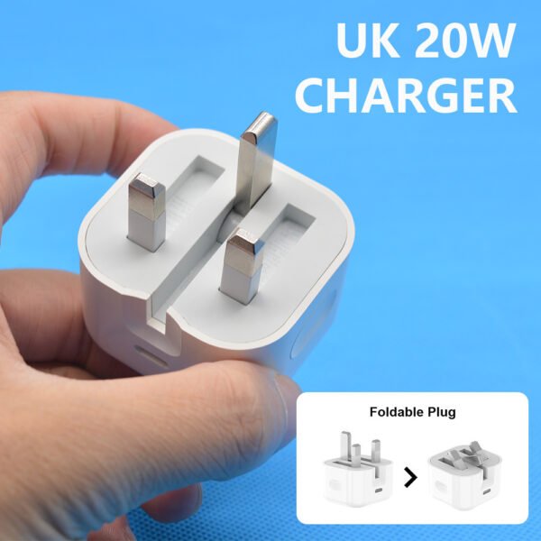 Foldable PD20W UK Charger for Apple iPhone Fast Charging