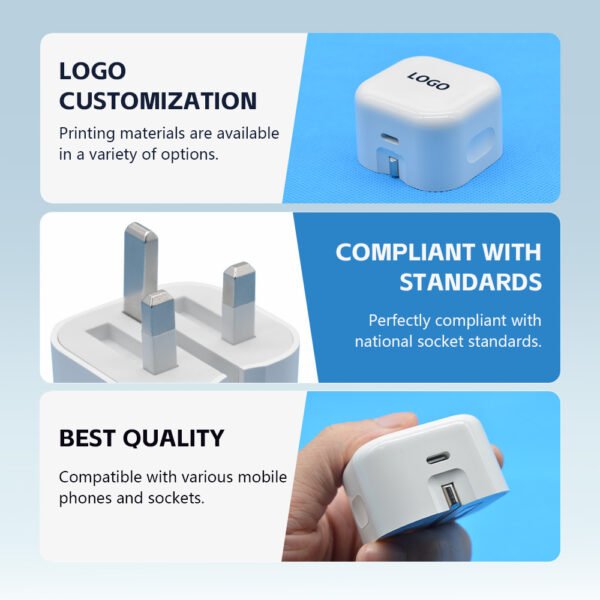 Foldable PD20W UK Charger for Apple iPhone Fast Charging