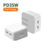 Portable 35W Super Fast US Charger Dual TYPE C Port Wall Charger for iPhone 8-16