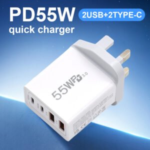 55W GaN Charger Multi-Ports PD Fast Charger for mobile phones