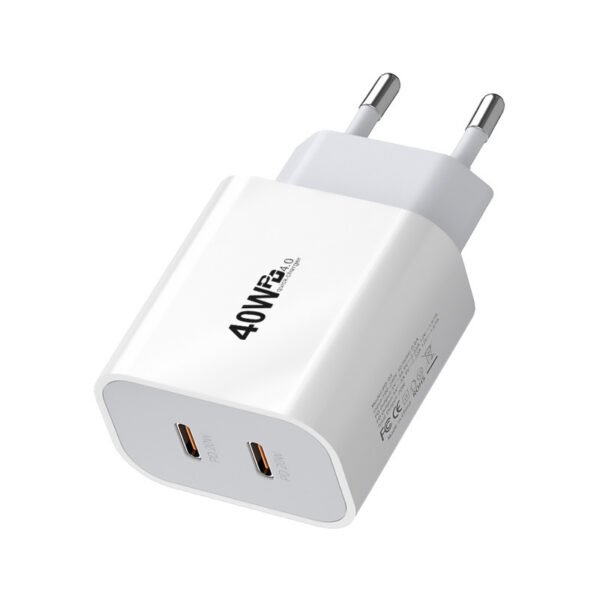 Dual Type C Port Adapter 40W Fast Charging for Mobile Phone