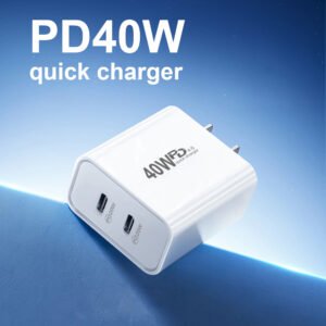 Dual Type C Port Adapter 40W Fast Charging for Mobile Phone