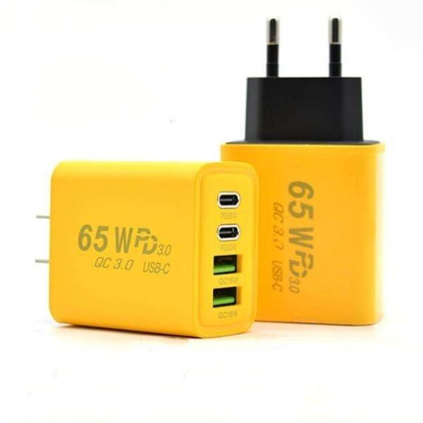 GaN PD 65W Quick Charger 2USB 2Type C Power Adapter QC 3.0