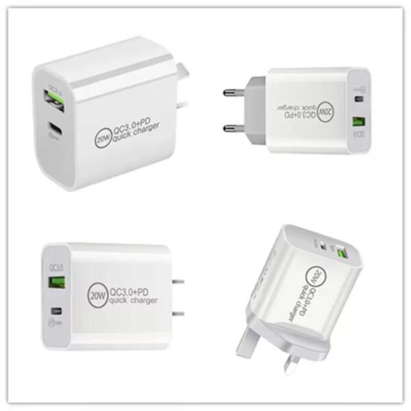 QC3.0+PD20W Quick Charger Dual Ports US EU UK AU Stander