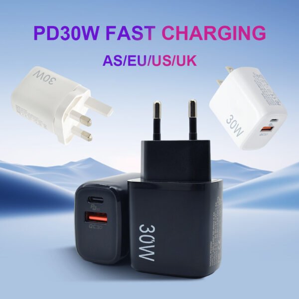 Hot Selling USB QC3.0 Fast Charger PD 30W Adapters Mobile Phone Charger