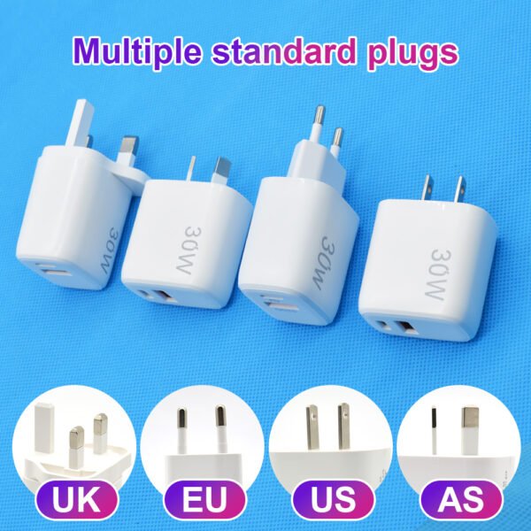 Hot Selling USB QC3.0 Fast Charger PD 30W Adapters Mobile Phone Charger