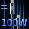 Braided 100W Gradient LED Fast Charging USB Cable C-C/C-Lfor iPhone Samsung Huawei
