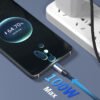Braided 100W Gradient LED Fast Charging USB Cable C-C/C-Lfor iPhone Samsung Huawei