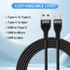 Nylon Braided Material Data Cable Fast Charging for iPhpne Android Mobile Phones