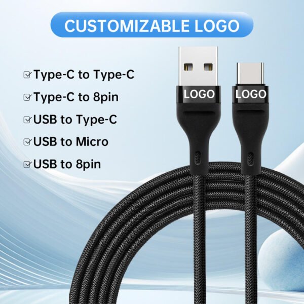 Nylon Braided Material Data Cable Fast Charging for iPhpne Android Mobile Phones
