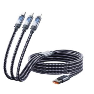 Nylon Braided Led Display Data Cables PD 100w Fast Charging 3 in 1
