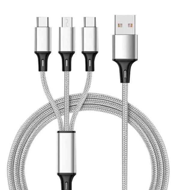 3 in 1 Braided Data Cable Charging Custom LOGO