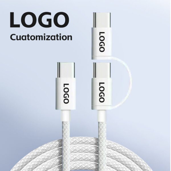 2 In 1 USB-Lightning and Type C 60W Fast Charging Data Cable