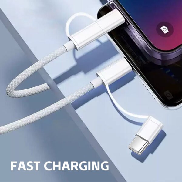 2 In 1 USB-Lightning and Type C 60W Fast Charging Data Cable