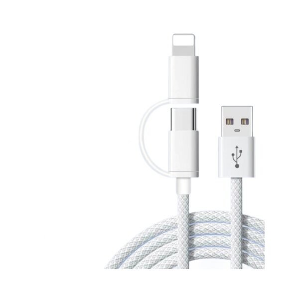 2 In 1 USB-Lightning and Type C 60W Fast Charging Data Cable